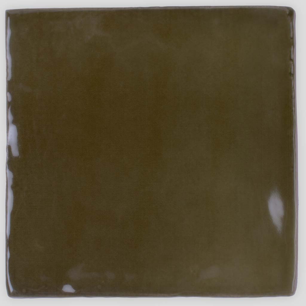 Olive Green 4x4 Glossy Square Ceramic Tile (60 pack, 6.46 sq ft/case) - Sample