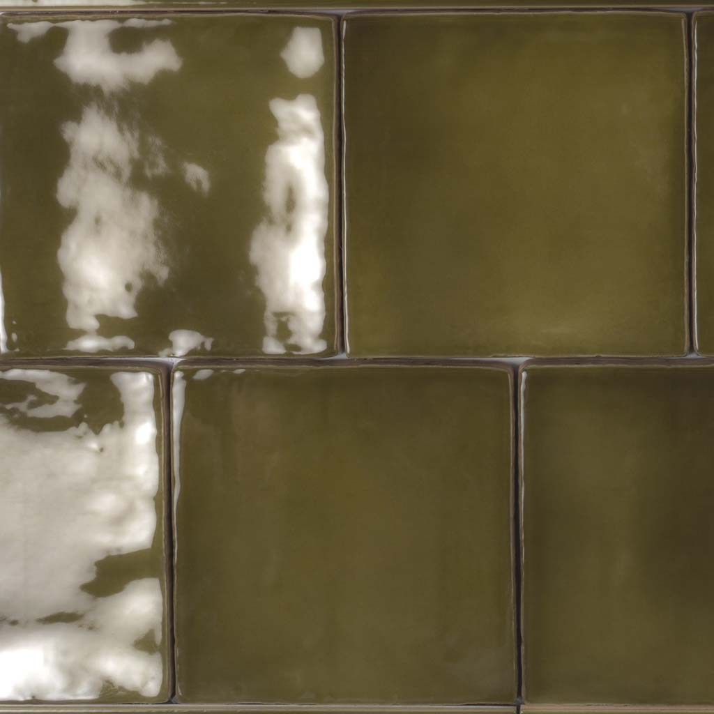 Olive Green 4x4 Glossy Square Ceramic Tile (60 pack, 6.46 sq ft/case) - Sample