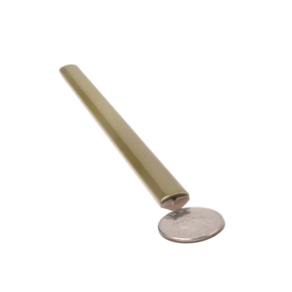 Olive Green 0.5x8 Glossy Ceramic Pencil Tile Trim (10 pack, 0.3 sq ft/case)