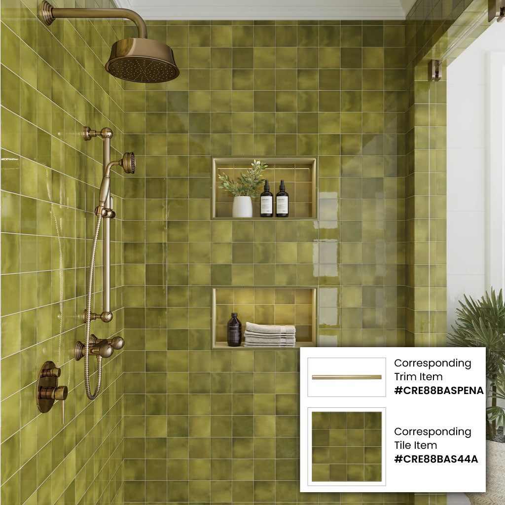 Olive Green 4x4 Glossy Square Ceramic Tile (60 pack, 6.46 sq ft/case) - Sample