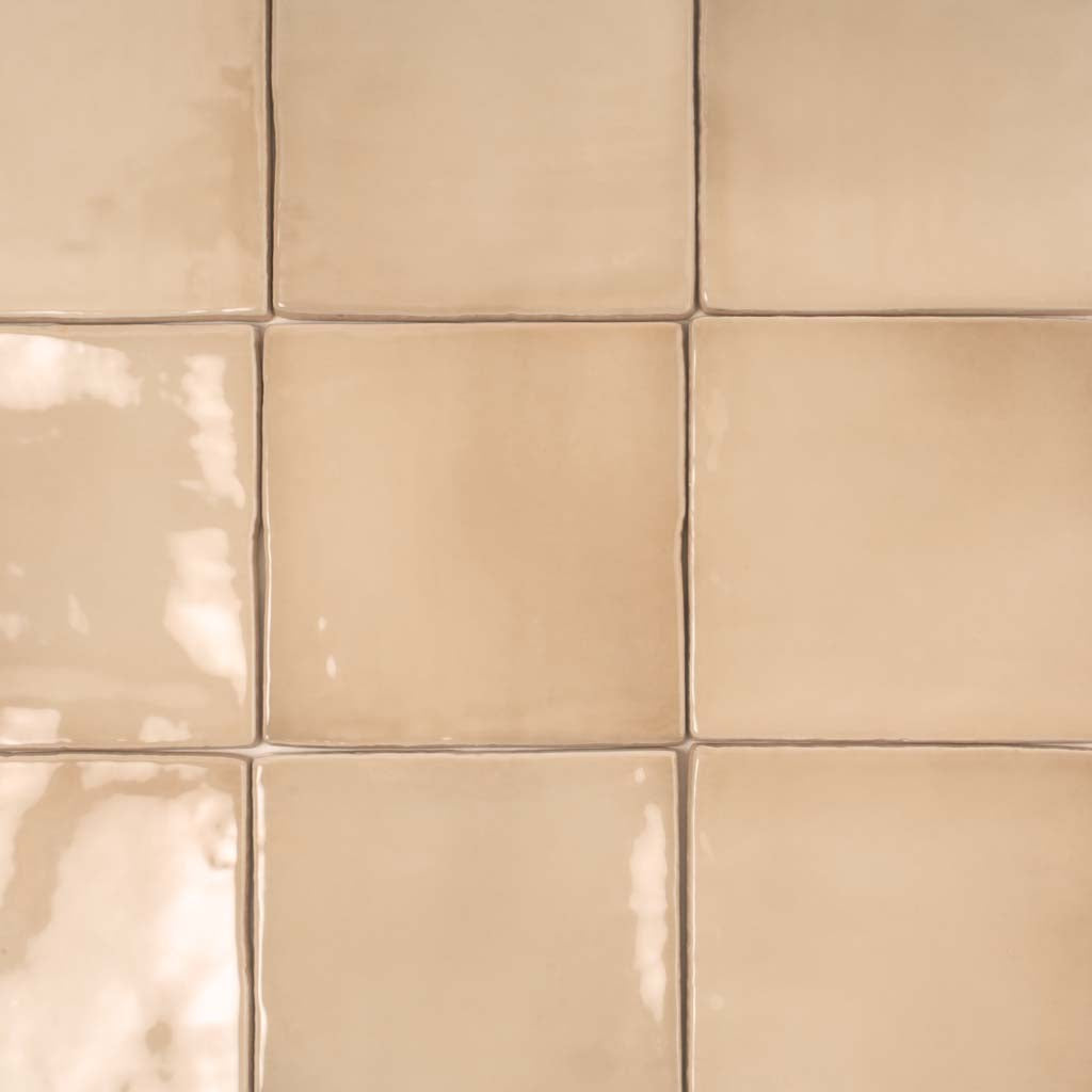 Beige 4x4 Glossy Square Ceramic Tile (60 pack, 6.48 sq ft/case)