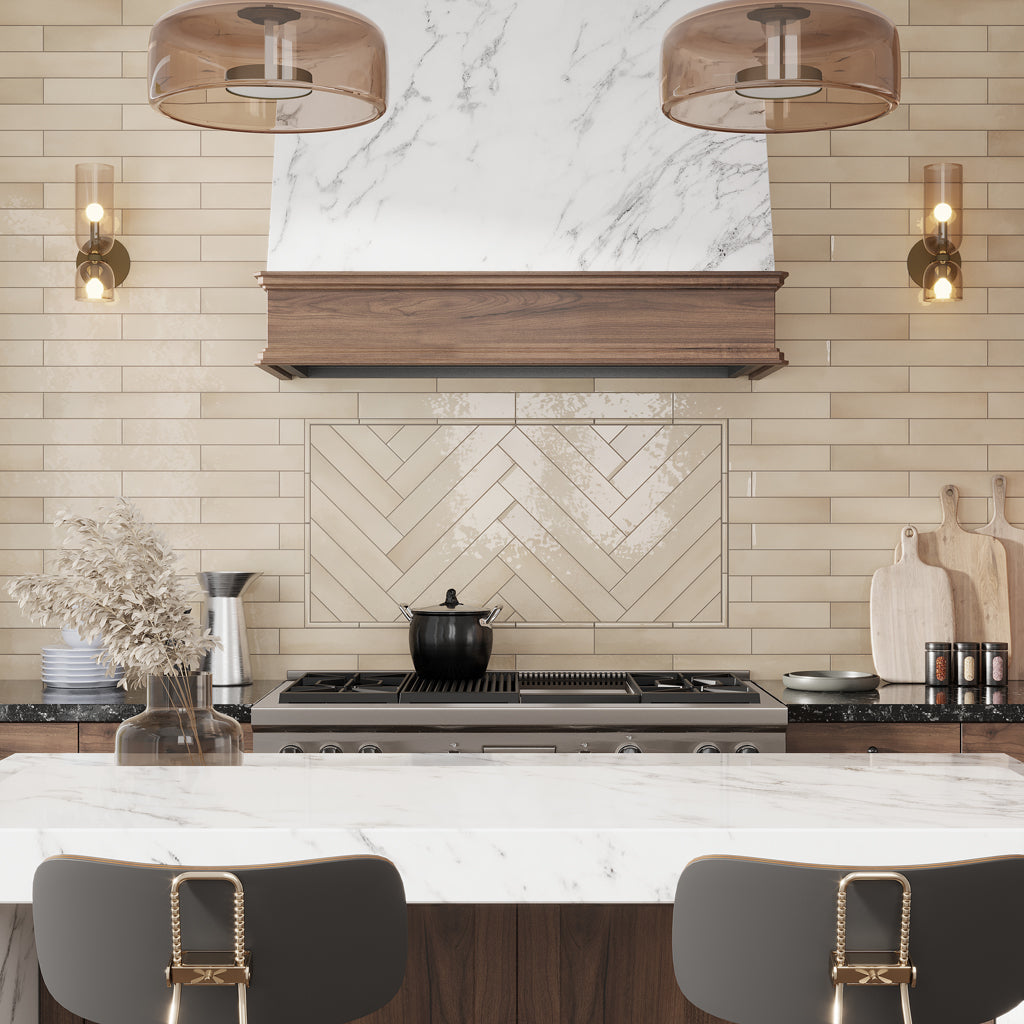 Beige 2.6x16 Glossy Ceramic Subway Tile (38 pack, 10.76 sq ft/case) - Sample