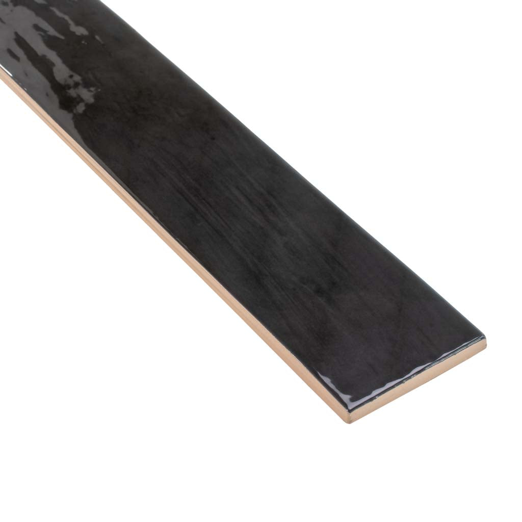 Black 2.6x16 Glossy Ceramic Subway Tile (38 pack, 10.76 sq ft/case) - Sample