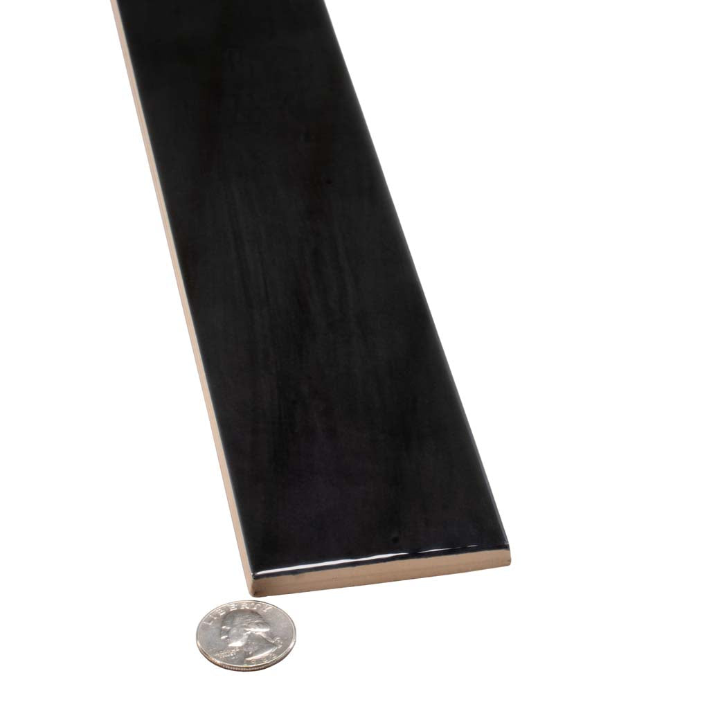 Black 2.6x16 Glossy Ceramic Subway Tile (38 pack, 10.76 sq ft/case)