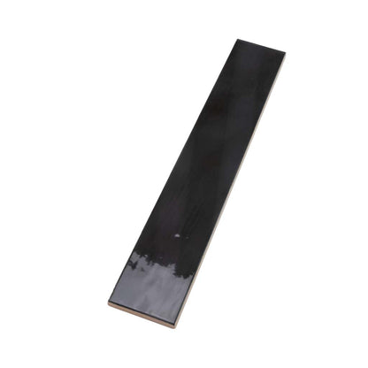 Black 2.6x16 Glossy Ceramic Subway Tile (38 pack, 10.76 sq ft/case) - Sample