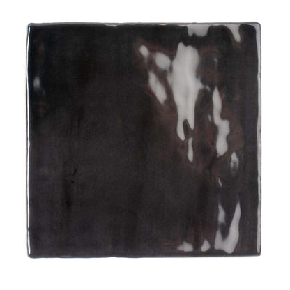 Black 4x4 Glossy Square Ceramic Tile (50 pack, 5.38 sq ft/case) - Sample