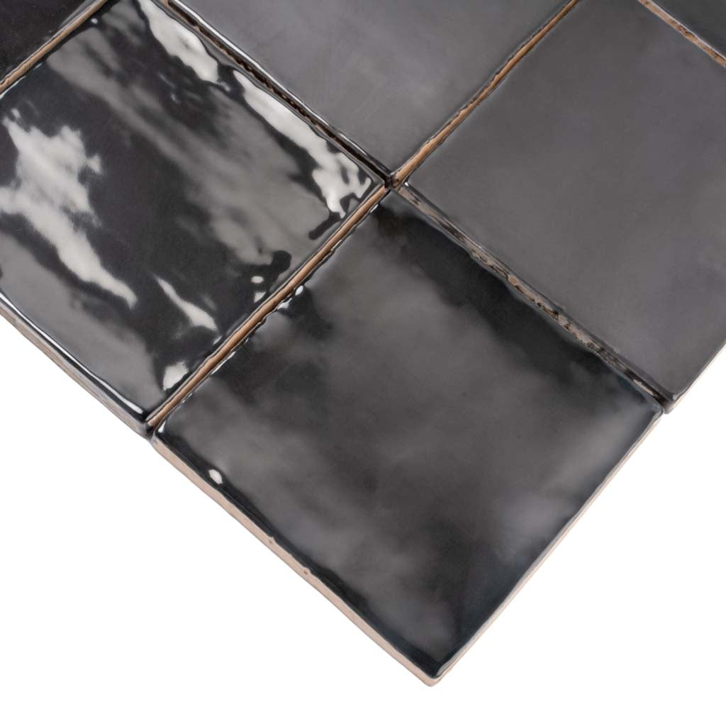 Black 4x4 Glossy Square Ceramic Tile (50 pack, 5.38 sq ft/case)