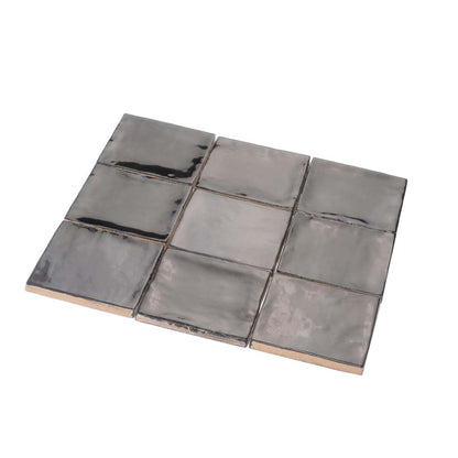 Black 4x4 Glossy Square Ceramic Tile (50 pack, 5.38 sq ft/case)