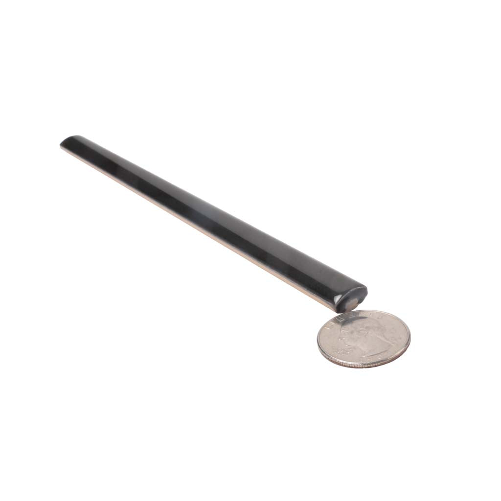 Black 0.5x8 Ceramic Glossy Pencil Tile Trim (10 pack, 0.3 sq ft/case)