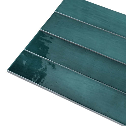 Teal Green 2.6x16 Glossy Ceramic Subway Tile (38 pack, 10.76 sq ft/case)
