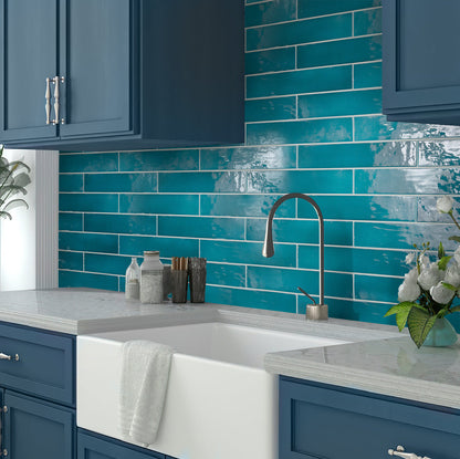Teal Green 2.6x16 Glossy Ceramic Subway Tile (38 pack, 10.76 sq ft/case)