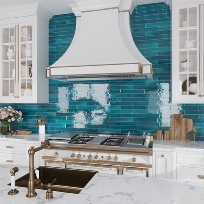 Teal Green 2.6x16 Glossy Ceramic Subway Tile (38 pack, 10.76 sq ft/case) - Sample