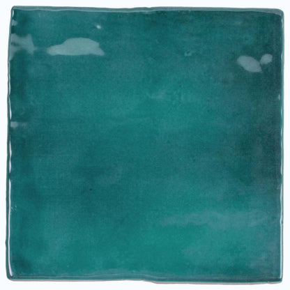 Teal Green 4x4 Glossy Square Ceramic Tile (60 pack, 6.46 sq ft/case)
