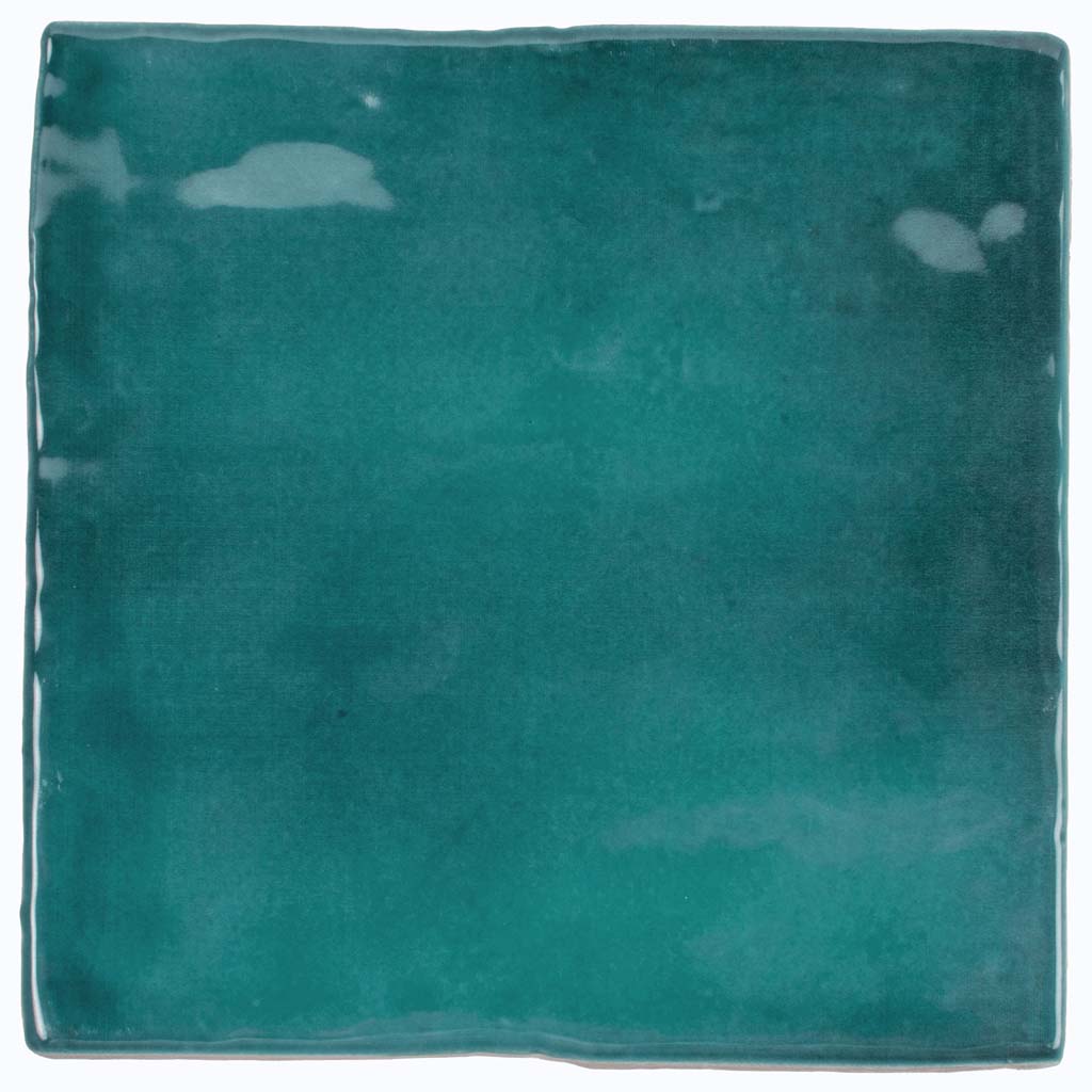 Teal Green 4x4 Glossy Square Ceramic Tile (60 pack, 6.46 sq ft/case) - Sample