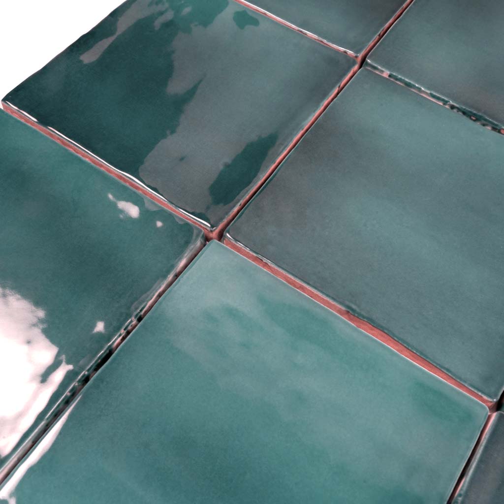 Teal Green 4x4 Glossy Square Ceramic Tile (60 pack, 6.46 sq ft/case) - Sample