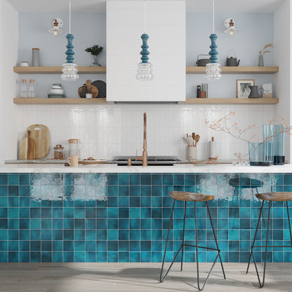 Teal Green 4x4 Glossy Square Ceramic Tile (60 pack, 6.46 sq ft/case) - Sample