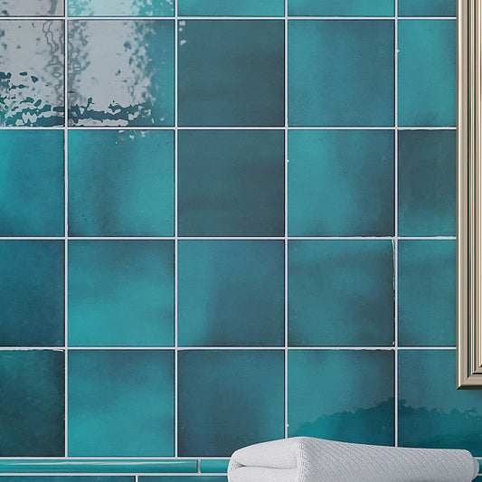 Teal Green 4x4 Glossy Square Ceramic Tile (60 pack, 6.46 sq ft/case)