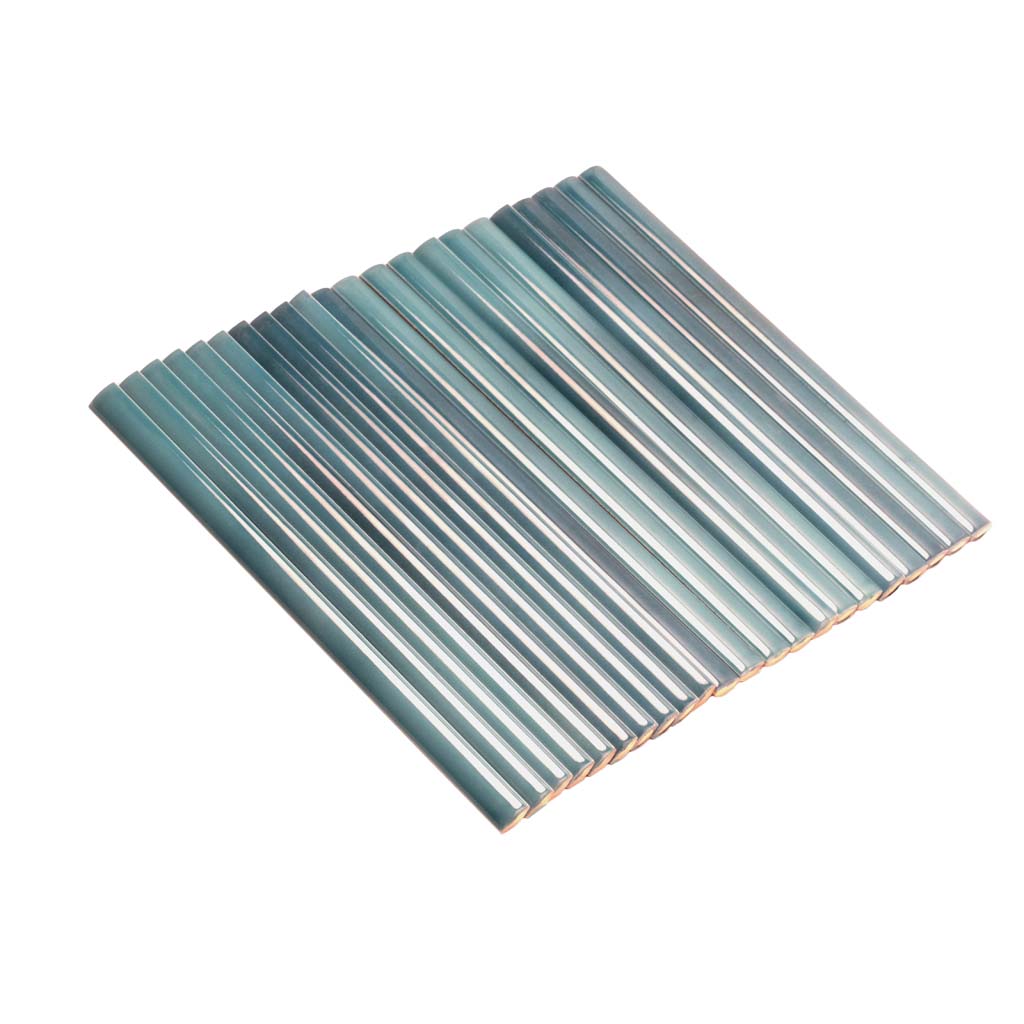Teal Green 0.5x8 Glossy Ceramic Pencil Tile Trim (10 pack, 0.3 sq ft/case) - Sample