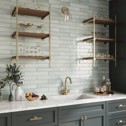 Tea Green 2.6x16 Glossy Ceramic Subway Tile (38 pack, 10.76 sq ft/case) - Sample