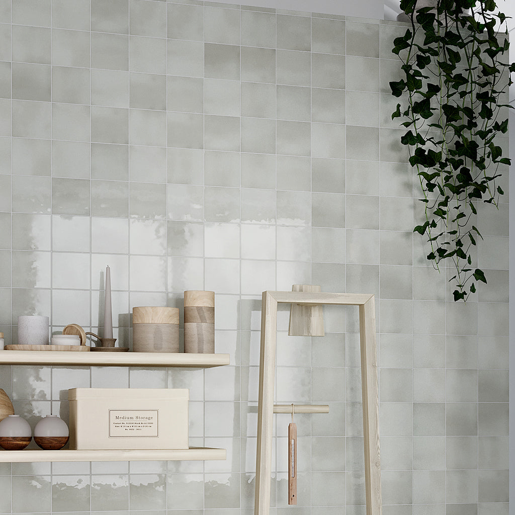 Silken 3.94 in. x 3.94 in. Glossy Tea Green Ceramic Square Tile (60 pack, 6.46 sq. ft./case)