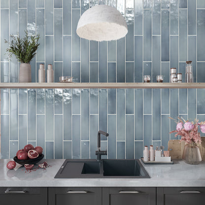 Benjamin Moore Smoke 2.6x16 Glossy Ceramic Subway Tile (38 pack, 10.76 sq ft/case)