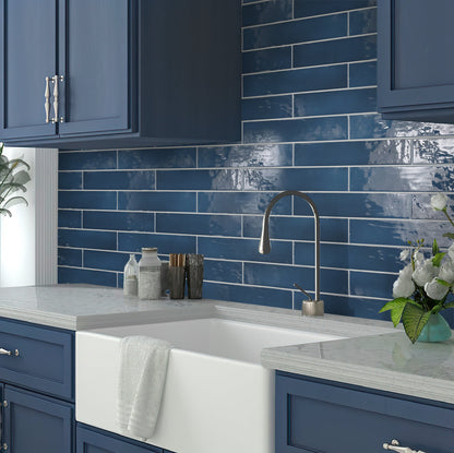 Navy Blue 2.6x16 Glossy Ceramic Subway Tile (38 pack, 10.76 sq ft/case)