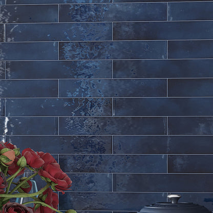 Navy Blue 2.6x16 Glossy Ceramic Subway Tile (38 pack, 10.76 sq ft/case)