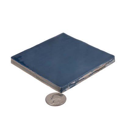 Navy Blue 4x4 Glossy Square Ceramic Tile (50 pack, 5.38 sq ft/case) - Sample