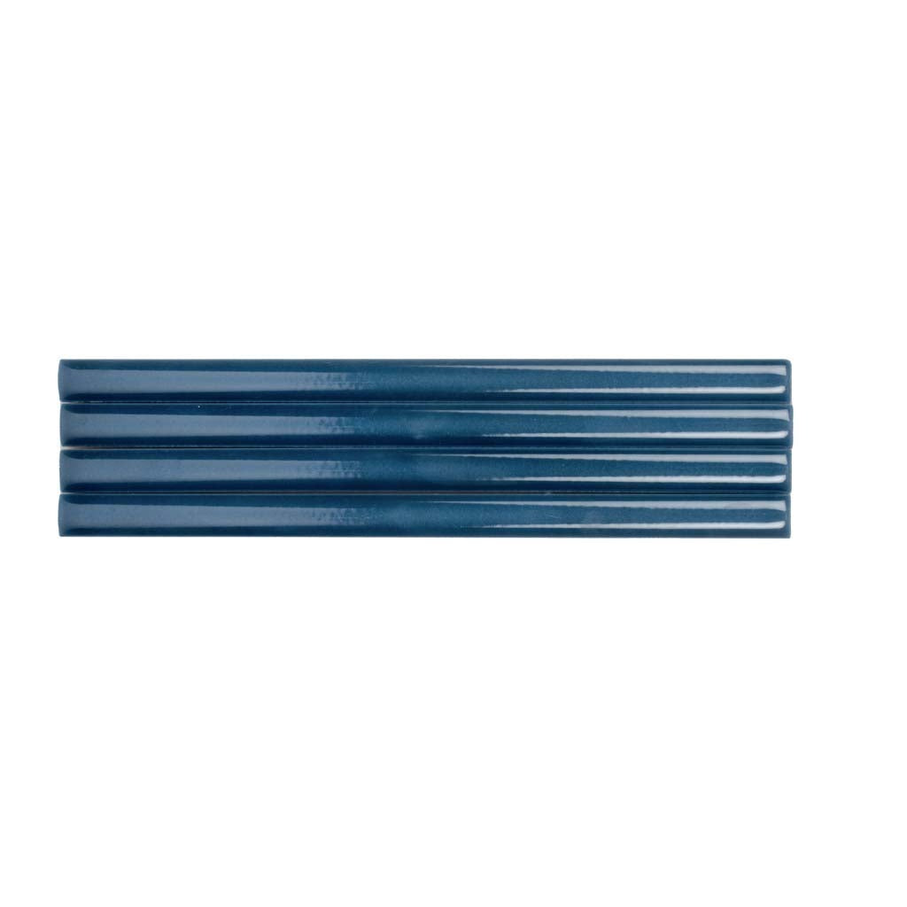 Navy Blue 0.5x8 Glossy Ceramic Pencil Tile Trim (10 pack, 0.3 sq ft/case) - Sample
