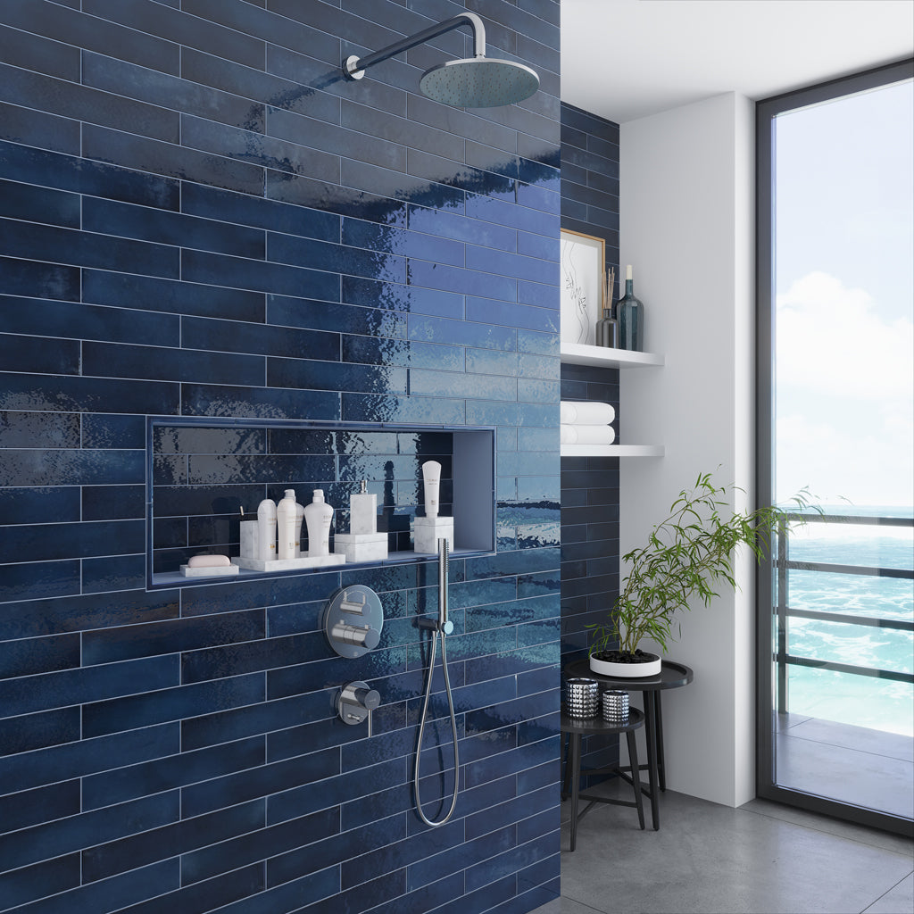 Navy Blue 2.6x16 Glossy Ceramic Subway Tile (38 pack, 10.76 sq ft/case)