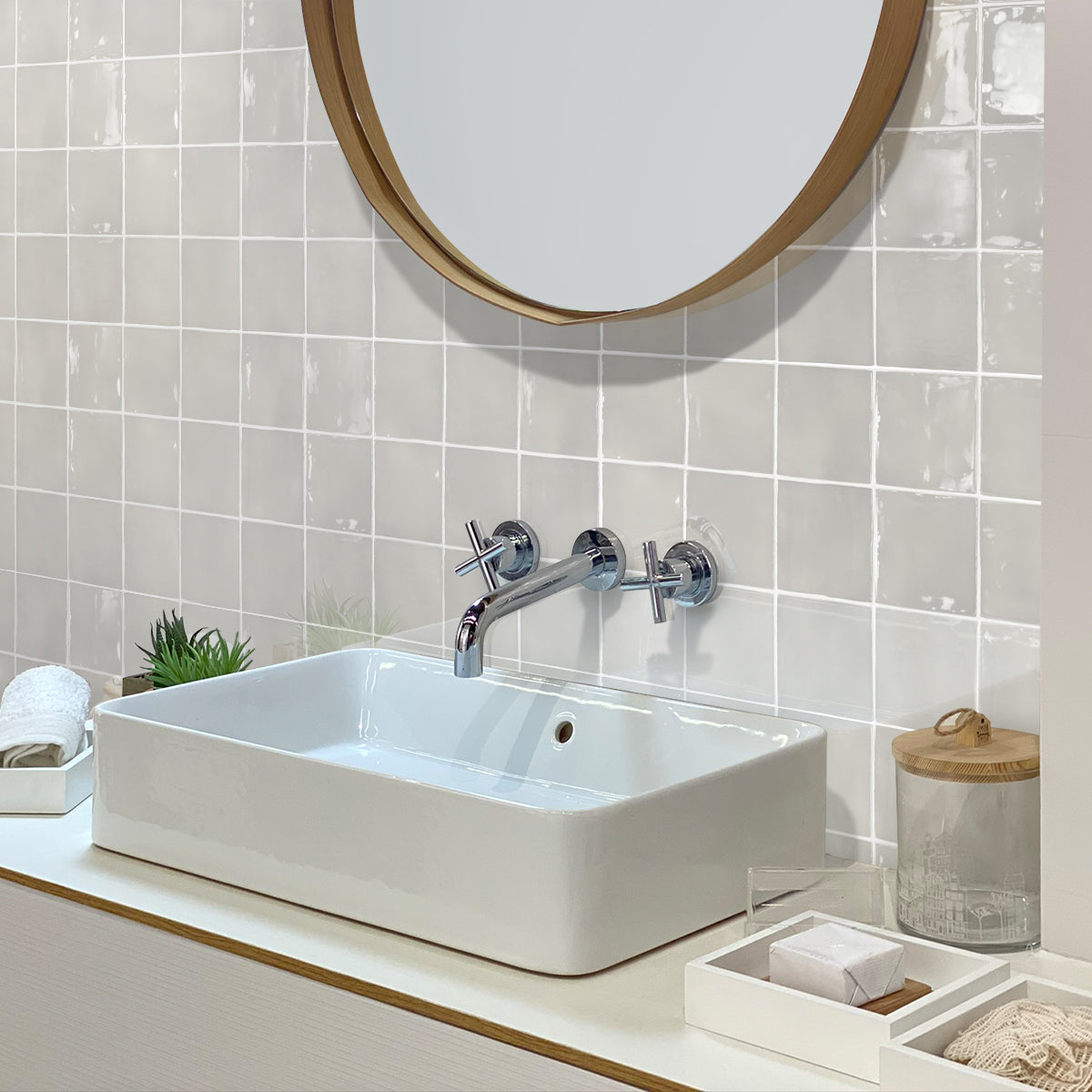 Ivory White 4x4 Glossy Square Ceramic Tile (60 pack, 6.46 sq ft/case)