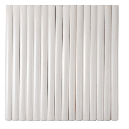 Ivory White 0.5x8 Glossy Ceramic Pencil Tile Trim (10 pack, 0.3 sq ft/case) - Sample