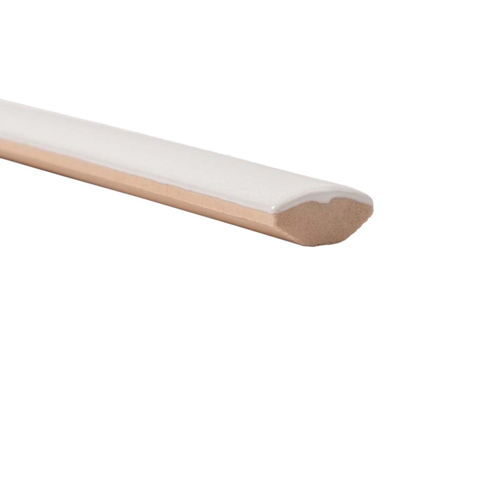 Ivory White 0.5x8 Glossy Ceramic Pencil Tile Trim (10 pack, 0.3 sq ft/case)