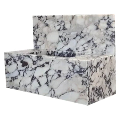 Calacatta Viola Marble Rectangular Wall-mount Bathroom Sink with 10" Backsplash (W)16" (L)32" (H)10"