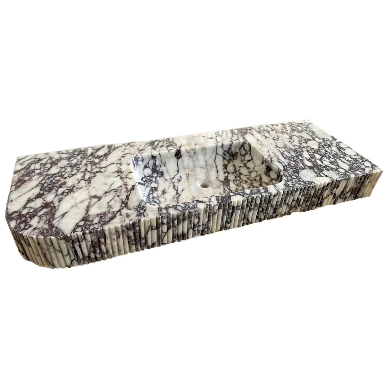 Calacatta Viola Marble Wall-mount Bathroom Vanity carved from Solid Block (W)20" (L)52" (H)6"