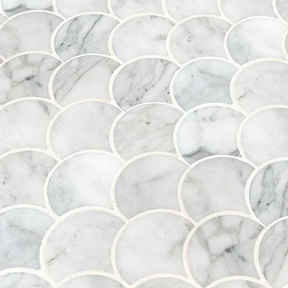 MSI Calacatta Blanco Scallop Polished Marble Mosaic Tile 10.43"x12.8"