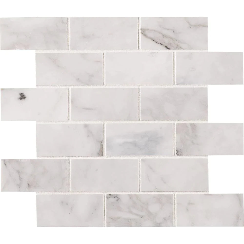 MSI Calacatta Cressa Honed Marble Subway Mosaic Tile 2"x4"