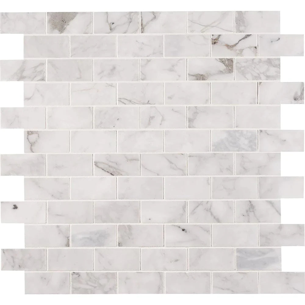 MSI Calacatta Cressa Honed Marble Subway Mosaic Tile 2"x4"