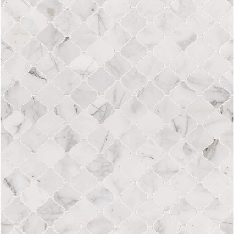 MSI Calacatta Cressa Arabesque Honed Marble Mosaic Tile 12"x12"