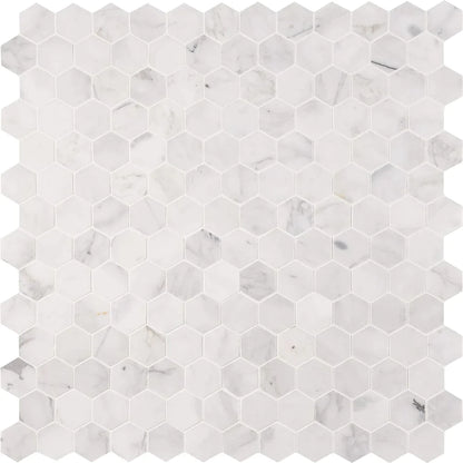 MSI Calacatta Cressa 2" Hexagon Honed Marble Mosaic Tile 11.75"x12"