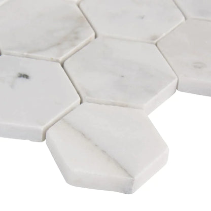 MSI Calacatta Cressa 2" Hexagon Honed Marble Mosaic Tile 11.75"x12"