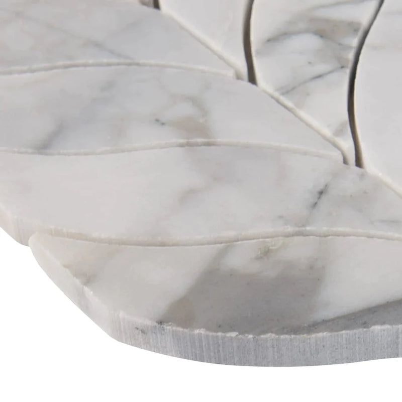 MSI Calacatta Cressa Leaf Pattern Honed Marble Mosaic Tile 10"x12"