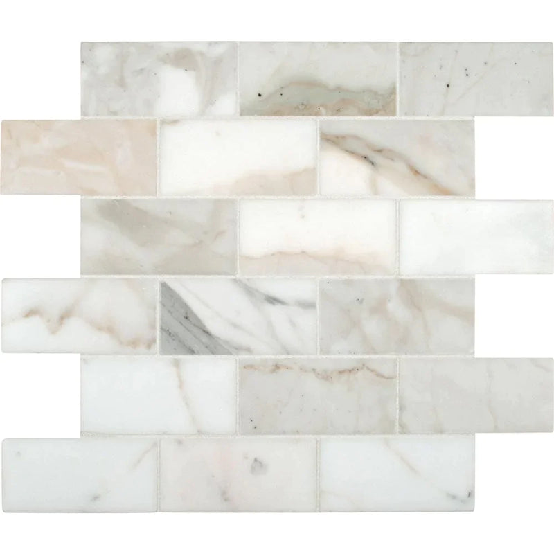 MSI Calacatta Gold Polished Marble Mosaic Tile 2"x4"