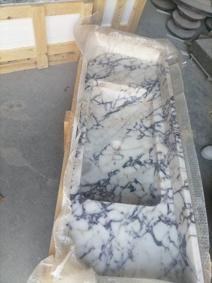 Calacatta Viola Marble Wall-mount Bathroom Vanity carved from Solid Block (W)20" (L)52" packaging