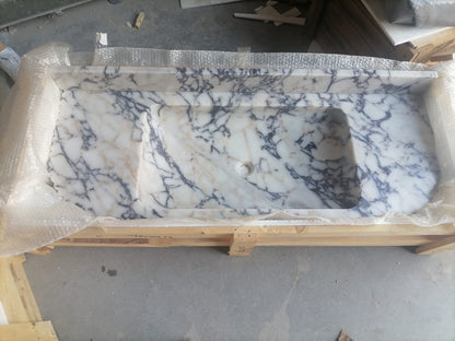 Calacatta Viola Marble Wall-mount Bathroom Vanity carved from Solid Block (W)20" (L)52" packaging