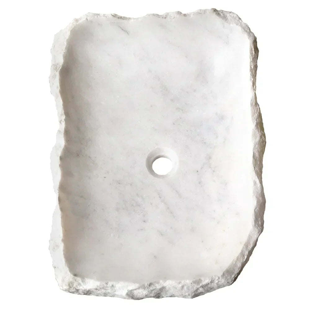 Carrara Marble Rectangular Rustic Natural Stone Above Vanity Bathroom Sink top view