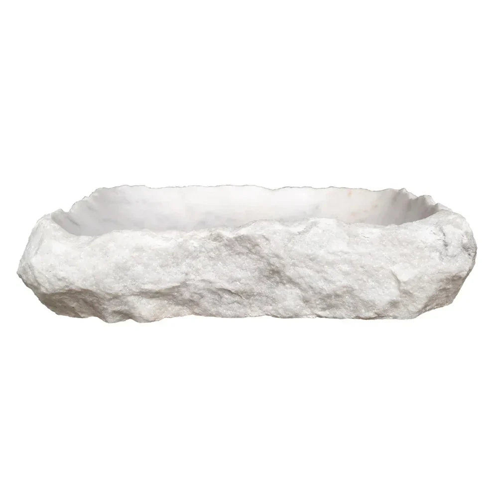 Carrara Marble Rectangular Rustic Natural Stone Above Vanity Bathroom Sink side view
