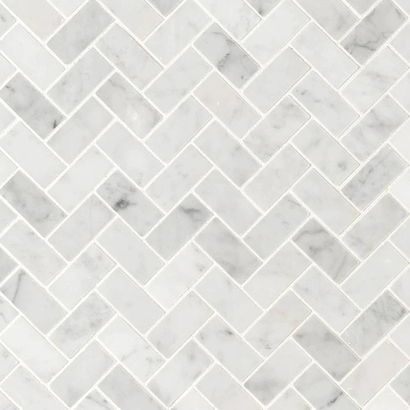 MSI Carrara White Herringbone Honed Marble Mosaic Tile 11.63"x11.63"