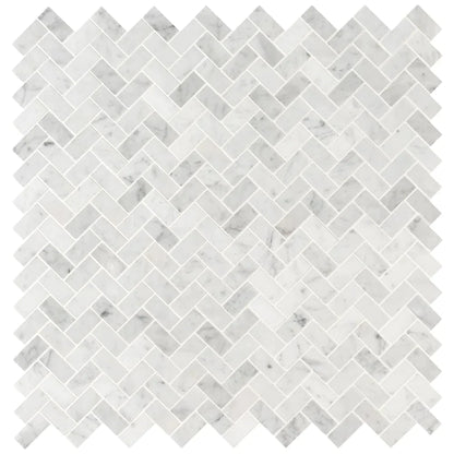 MSI Carrara White Herringbone Honed Marble Mosaic Tile 11.63"x11.63"