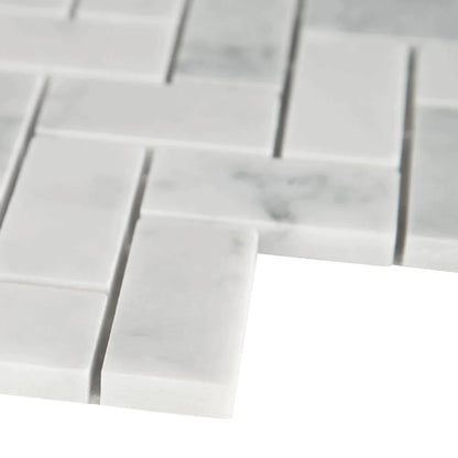 MSI Carrara White Herringbone Honed Marble Mosaic Tile 11.63"x11.63"